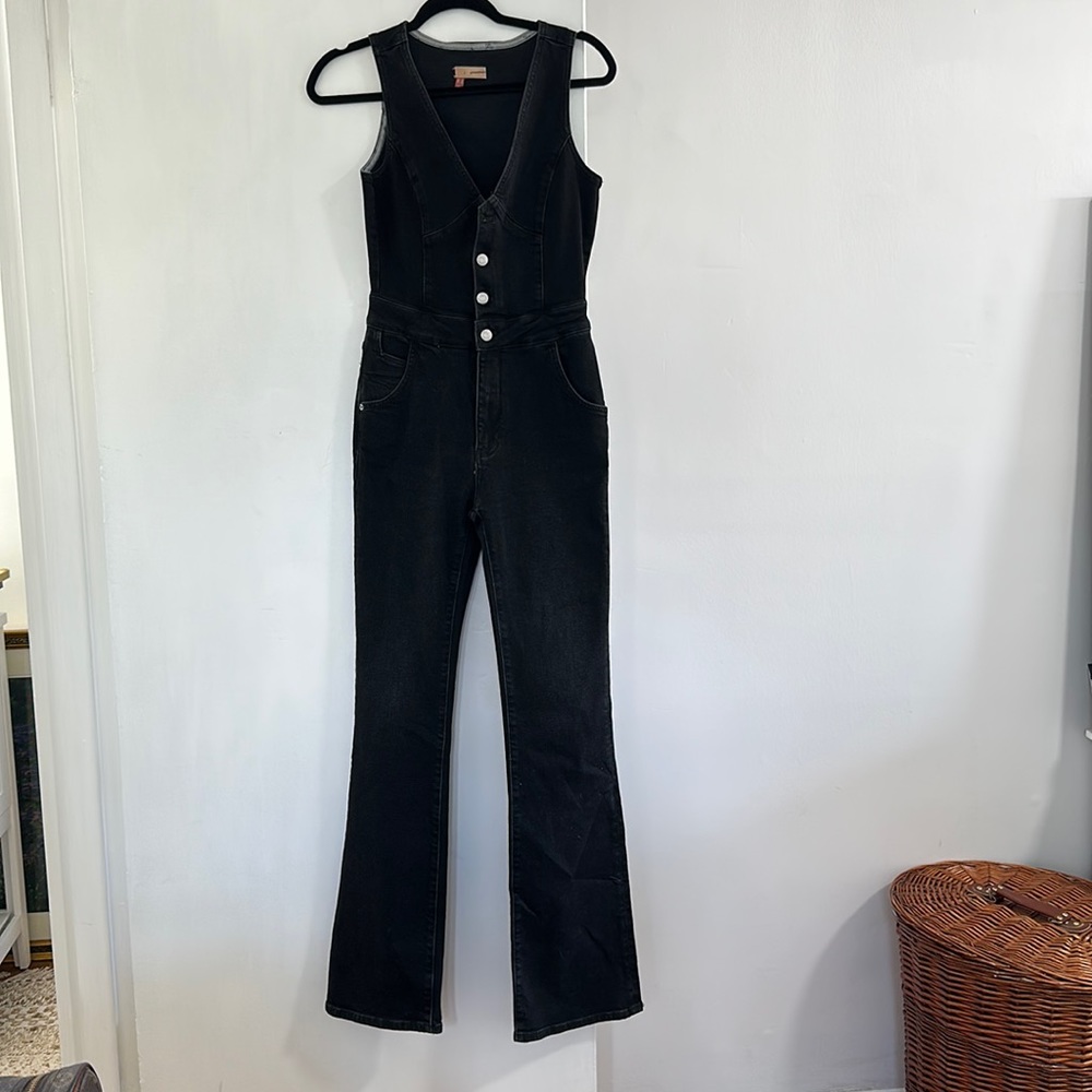 PRICE DROP Black Denim Jean Anthropology Overalls Flare Jean